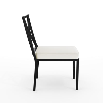 Lily Pond Set of 2 Indoor-Outdoor Stackable Patio Side Dining Chairs with Steel Frames with All-Weather Cushions - View 2