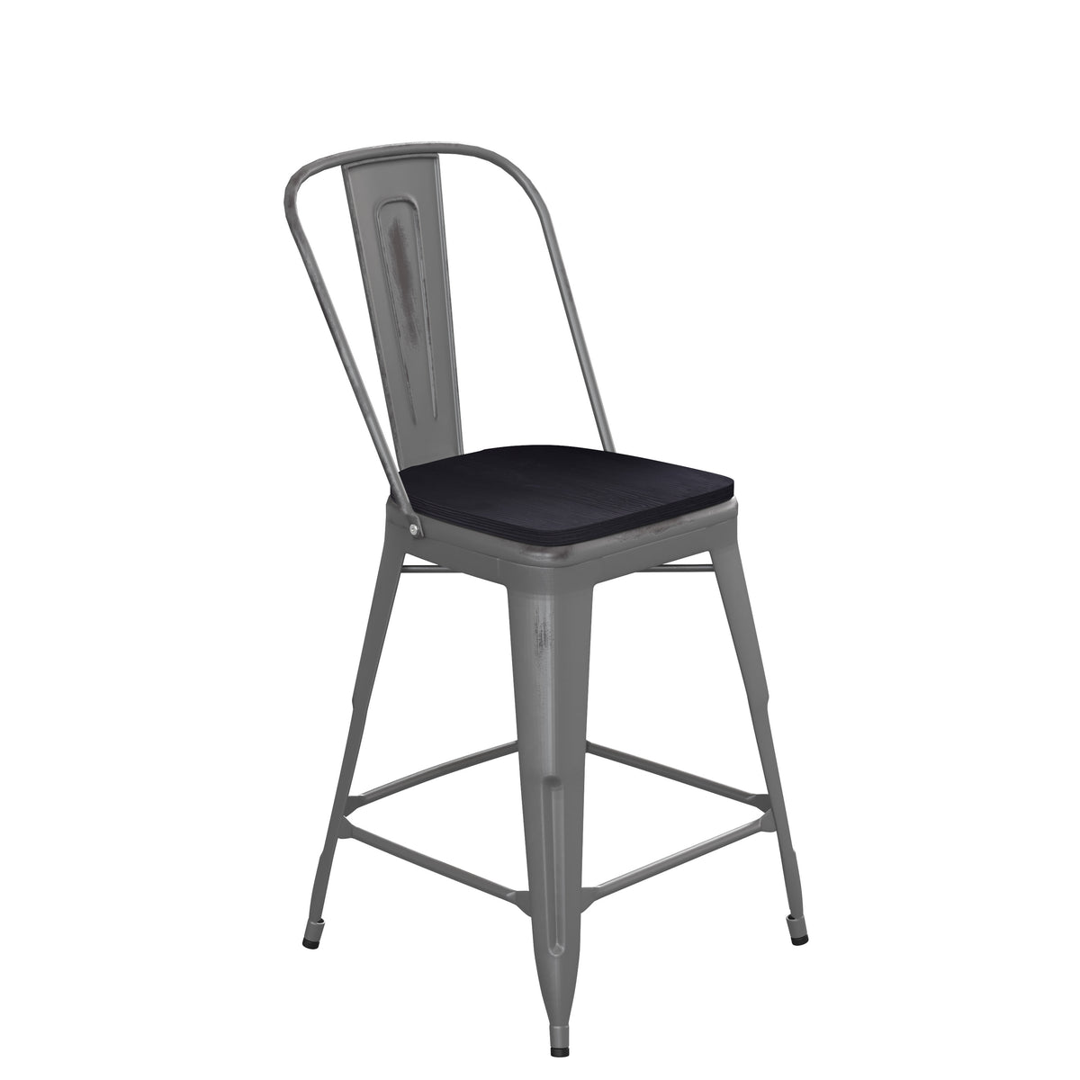 Black Seat/Clear Coated Frame |#| Indoor Counter Height Stool with Poly Resin Colorful Seat - Clear Coated/Black