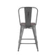 Gray Seat/Clear Coated Frame |#| Indoor Counter Height Stool with Poly Resin Colorful Seat - Clear Coated/Gray