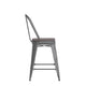 Gray Seat/Clear Coated Frame |#| Indoor Counter Height Stool with Poly Resin Colorful Seat - Clear Coated/Gray