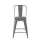 Gray Seat/Clear Coated Frame |#| Indoor Counter Height Stool with Poly Resin Colorful Seat - Clear Coated/Gray