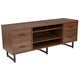 Three Shelf and Four Drawer TV Stand in Rustic Wood Grain Finish