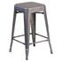 Gray Seat/Clear Coated Frame |#| Indoor Counter Stool with Poly Resin Colorful Seat-Silver AQ Clear Coat/Gray