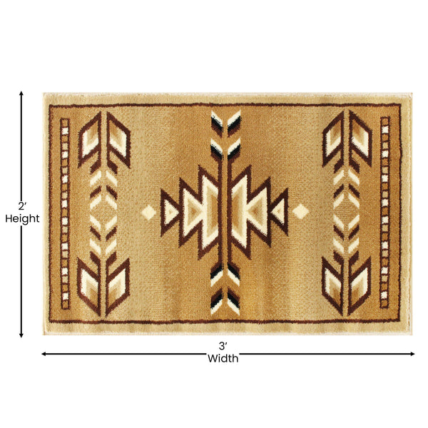 Beige,2' x 3' |#| Multipurpose Southwestern Style Patterned Indoor Area Rug - Brown - 2' x 3'