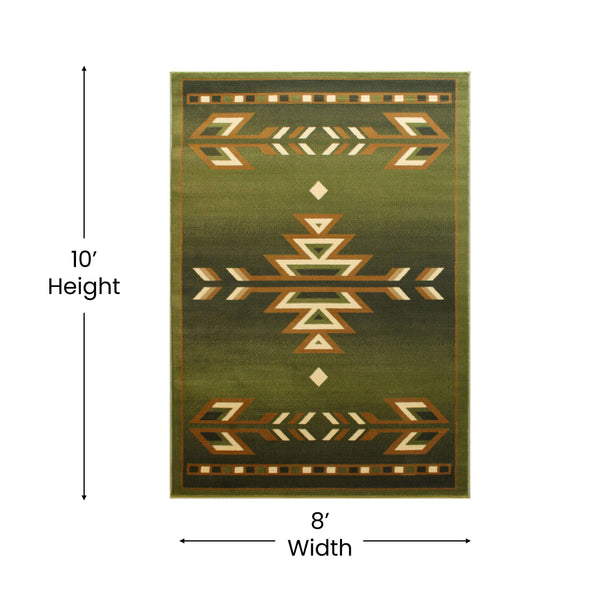 Green,8' x 10' |#| Multipurpose Southwestern Style Patterned Indoor Area Rug - Green - 8' x 10'