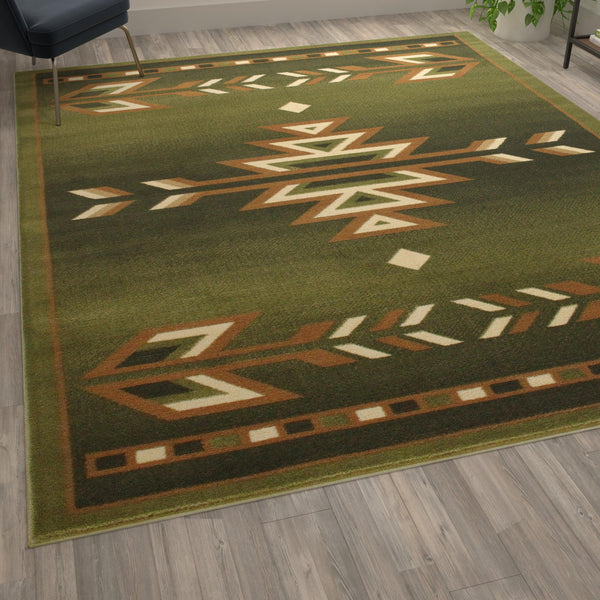 Green,8' x 10' |#| Multipurpose Southwestern Style Patterned Indoor Area Rug - Green - 8' x 10'