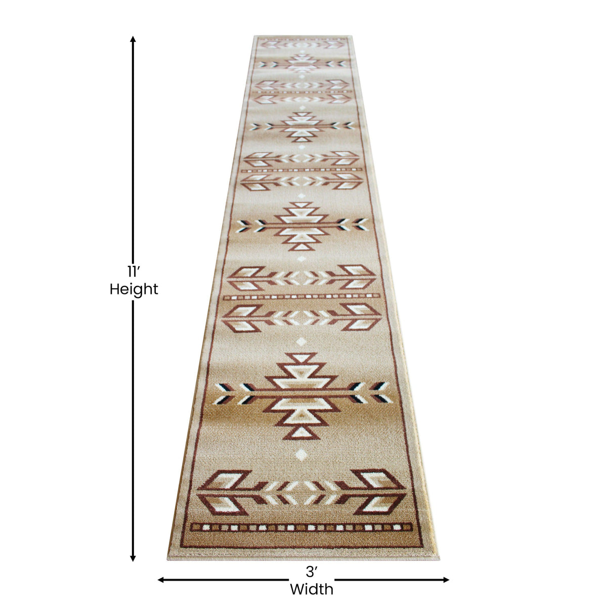 Beige,2' x 11' |#| Multipurpose Southwestern Style Patterned Indoor Area Rug - Brown - 2' x 11'