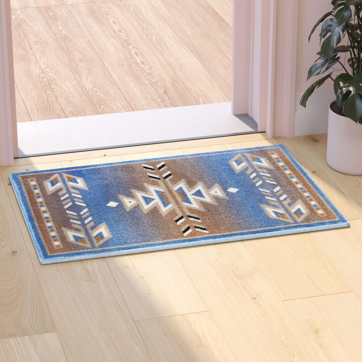 Blue,2' x 3' |#| Multipurpose Southwestern Style Patterned Indoor Area Rug - Blue - 2' x 3'