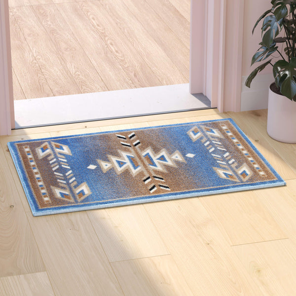 Blue,2' x 3' |#| Multipurpose Southwestern Style Patterned Indoor Area Rug - Blue - 2' x 3'