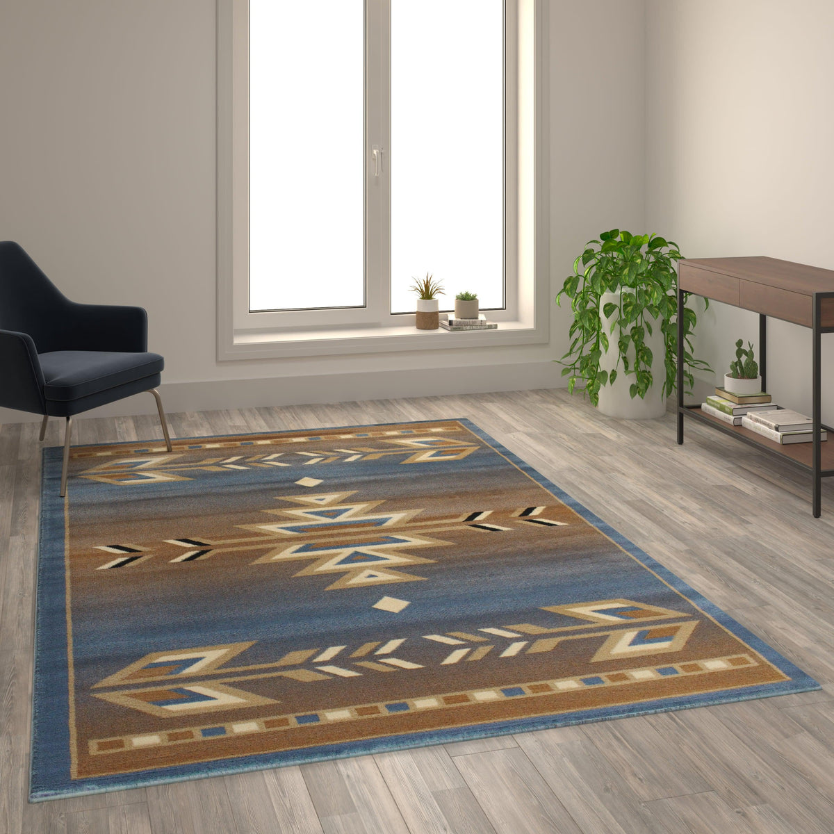 Blue,6' x 9' |#| Multipurpose Southwestern Style Patterned Indoor Area Rug - Blue - 6' x 9'