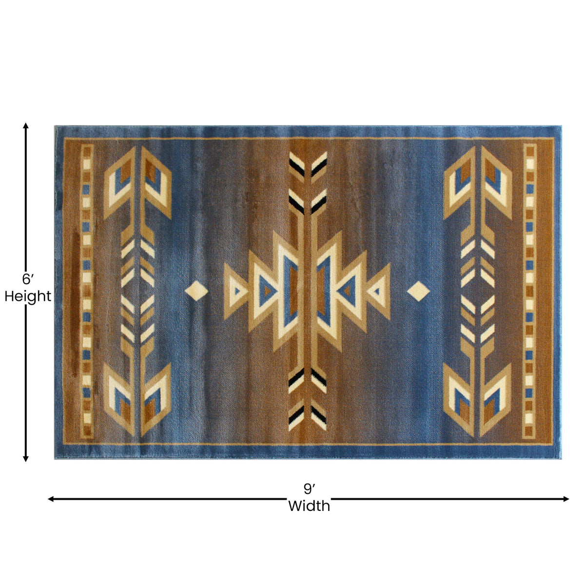 Blue,6' x 9' |#| Multipurpose Southwestern Style Patterned Indoor Area Rug - Blue - 6' x 9'