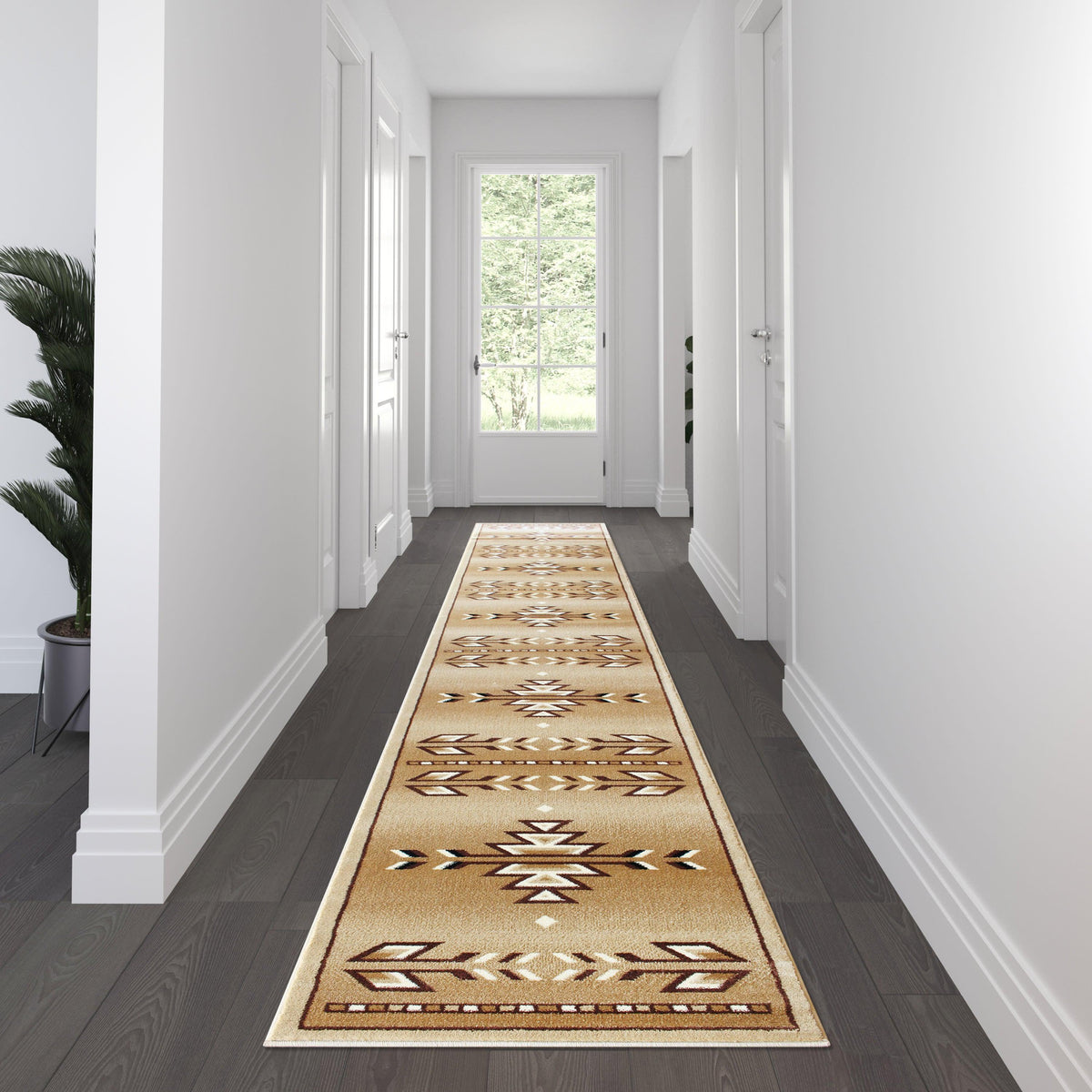 Beige,3' x 16' |#| Multipurpose Southwestern Style Patterned Indoor Area Rug - Brown - 3' x 16'