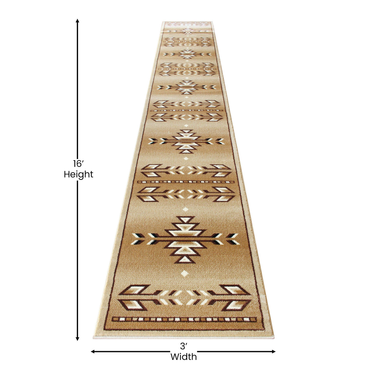 Beige,3' x 16' |#| Multipurpose Southwestern Style Patterned Indoor Area Rug - Brown - 3' x 16'