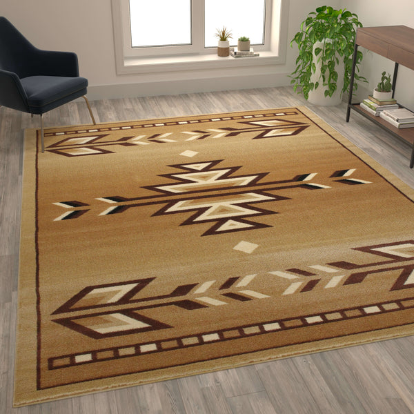 Beige,8' x 10' |#| Multipurpose Southwestern Style Patterned Indoor Area Rug - Brown - 8' x 10'