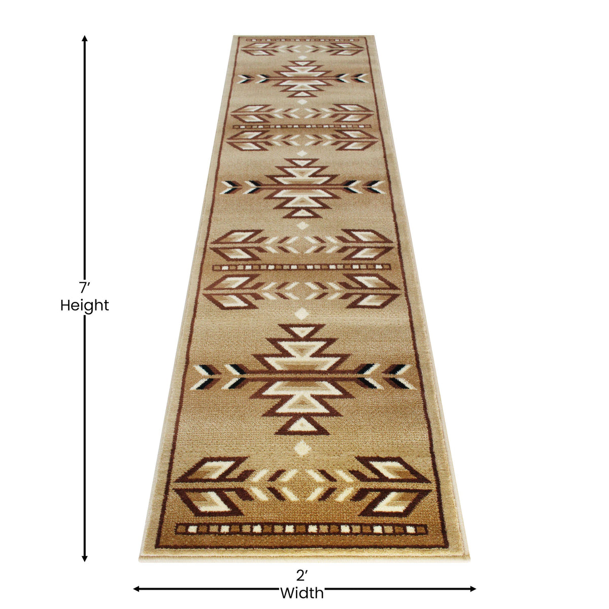 Beige,2' x 7' |#| Multipurpose Southwestern Style Patterned Indoor Area Rug - Brown - 2' x 7'