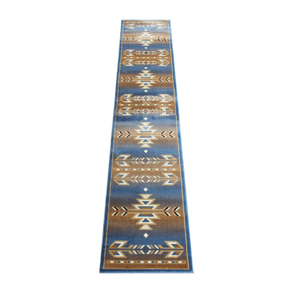 Blue,2' x 11' |#| Multipurpose Southwestern Style Patterned Indoor Area Rug - Blue - 2' x 11'