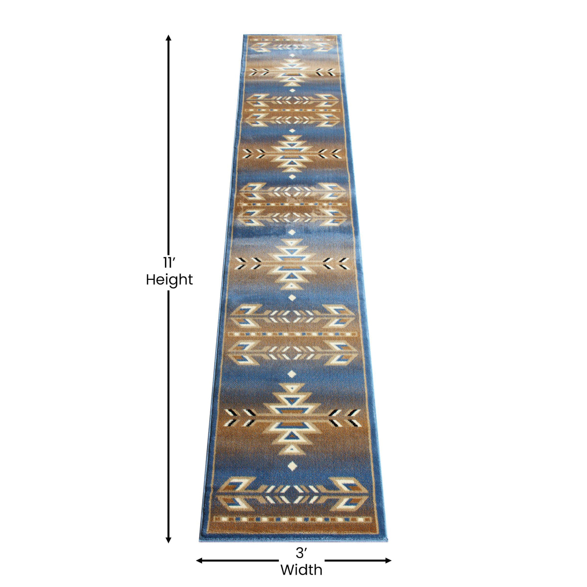 Blue,2' x 11' |#| Multipurpose Southwestern Style Patterned Indoor Area Rug - Blue - 2' x 11'