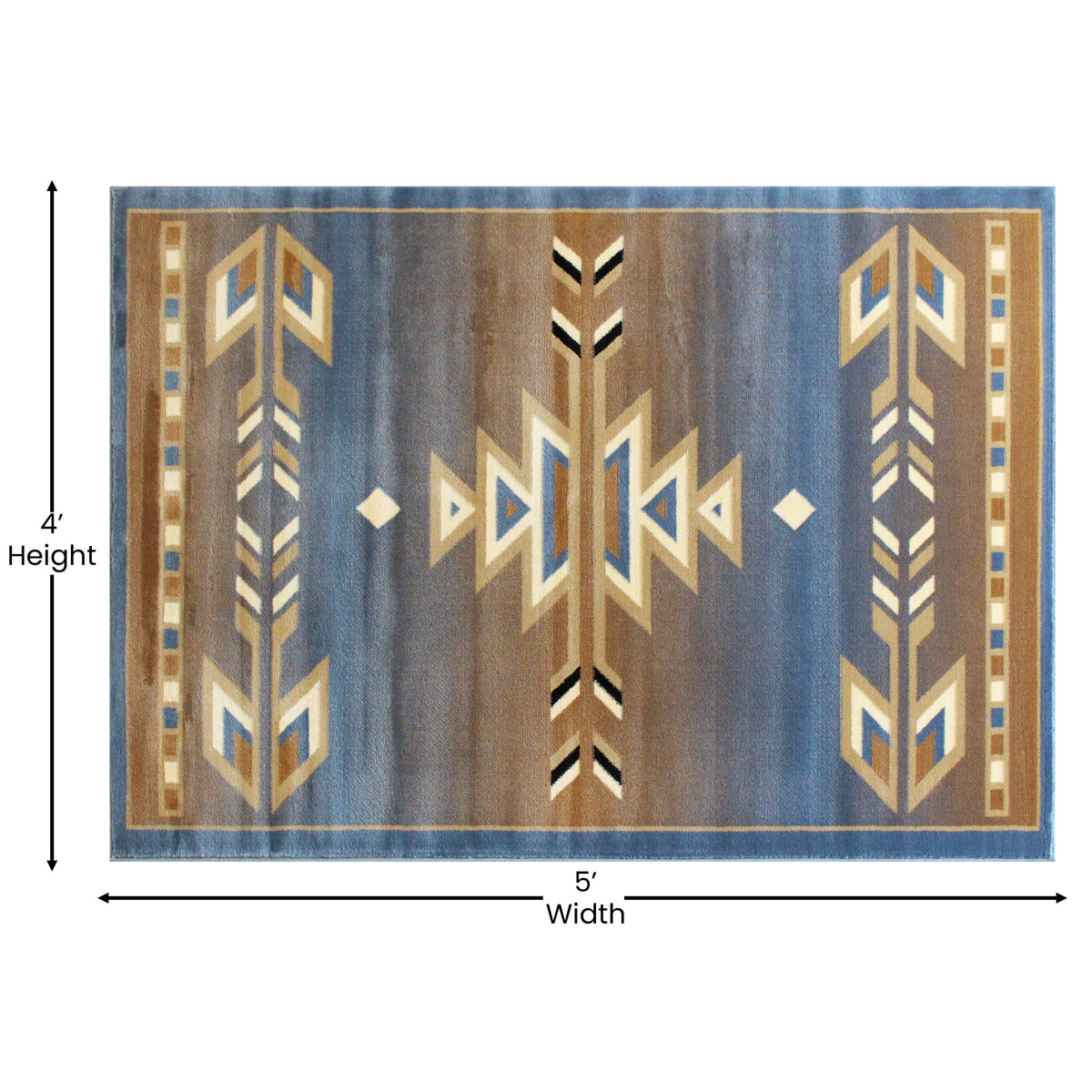 Blue,4' x 5' |#| Multipurpose Southwestern Style Patterned Indoor Area Rug - Blue - 4' x 5'