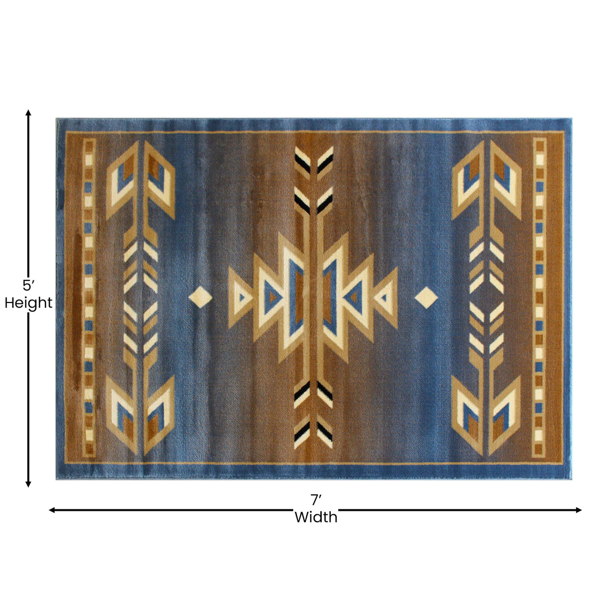 Blue,5' x 7' |#| Multipurpose Southwestern Style Patterned Indoor Area Rug - Blue - 5' x 7'