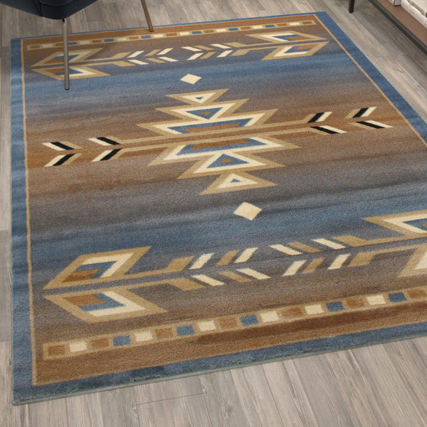 Blue,5' x 7' |#| Multipurpose Southwestern Style Patterned Indoor Area Rug - Blue - 5' x 7'