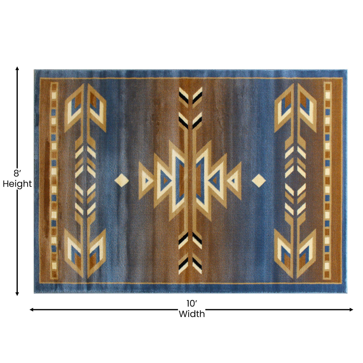 Blue,8' x 10' |#| Multipurpose Southwestern Style Patterned Indoor Area Rug - Blue - 8' x 10'