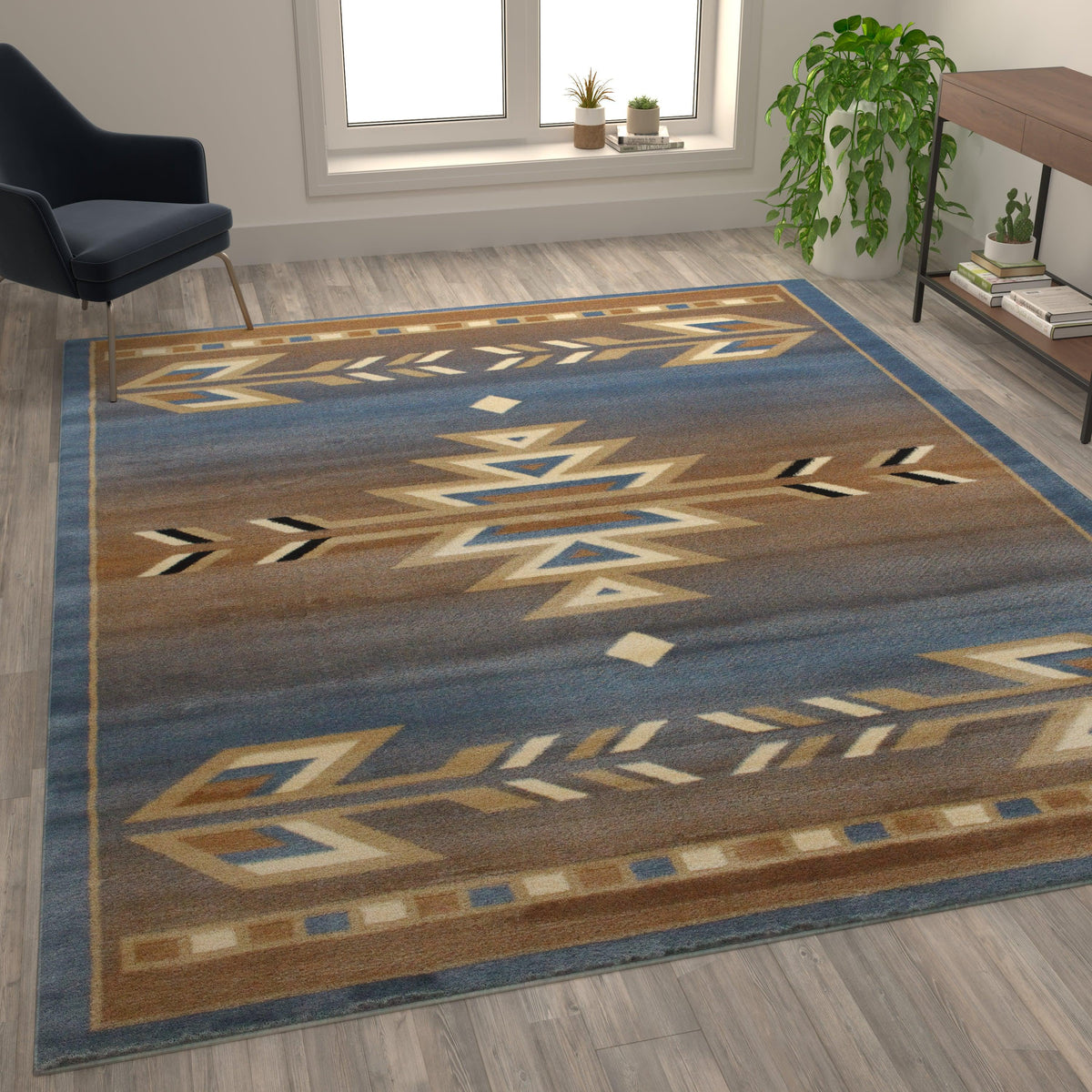 Blue,8' x 10' |#| Multipurpose Southwestern Style Patterned Indoor Area Rug - Blue - 8' x 10'