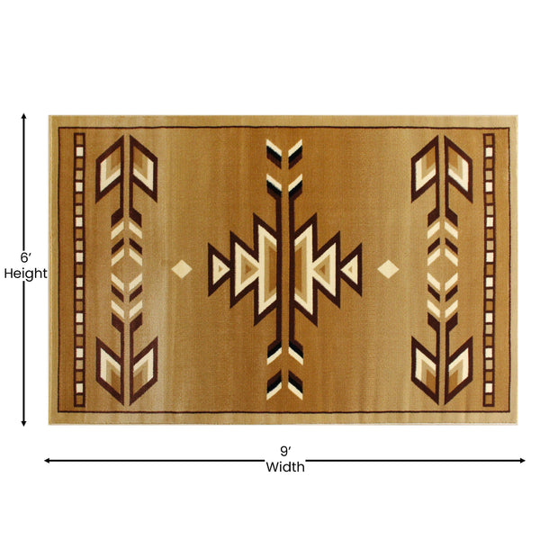 Beige,6' x 9' |#| Multipurpose Southwestern Style Patterned Indoor Area Rug - Brown - 6' x 9'