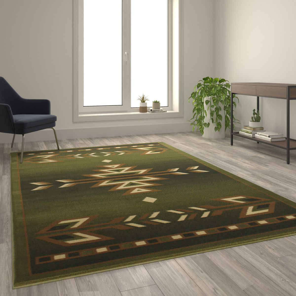 Green,6' x 9' |#| Multipurpose Southwestern Style Patterned Indoor Area Rug - Green - 6' x 9'