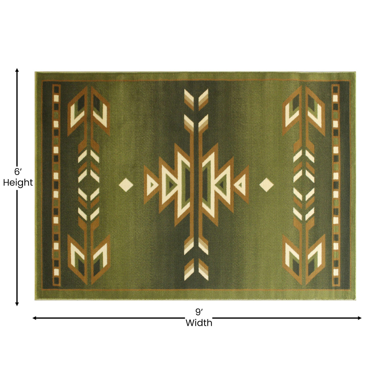 Green,6' x 9' |#| Multipurpose Southwestern Style Patterned Indoor Area Rug - Green - 6' x 9'