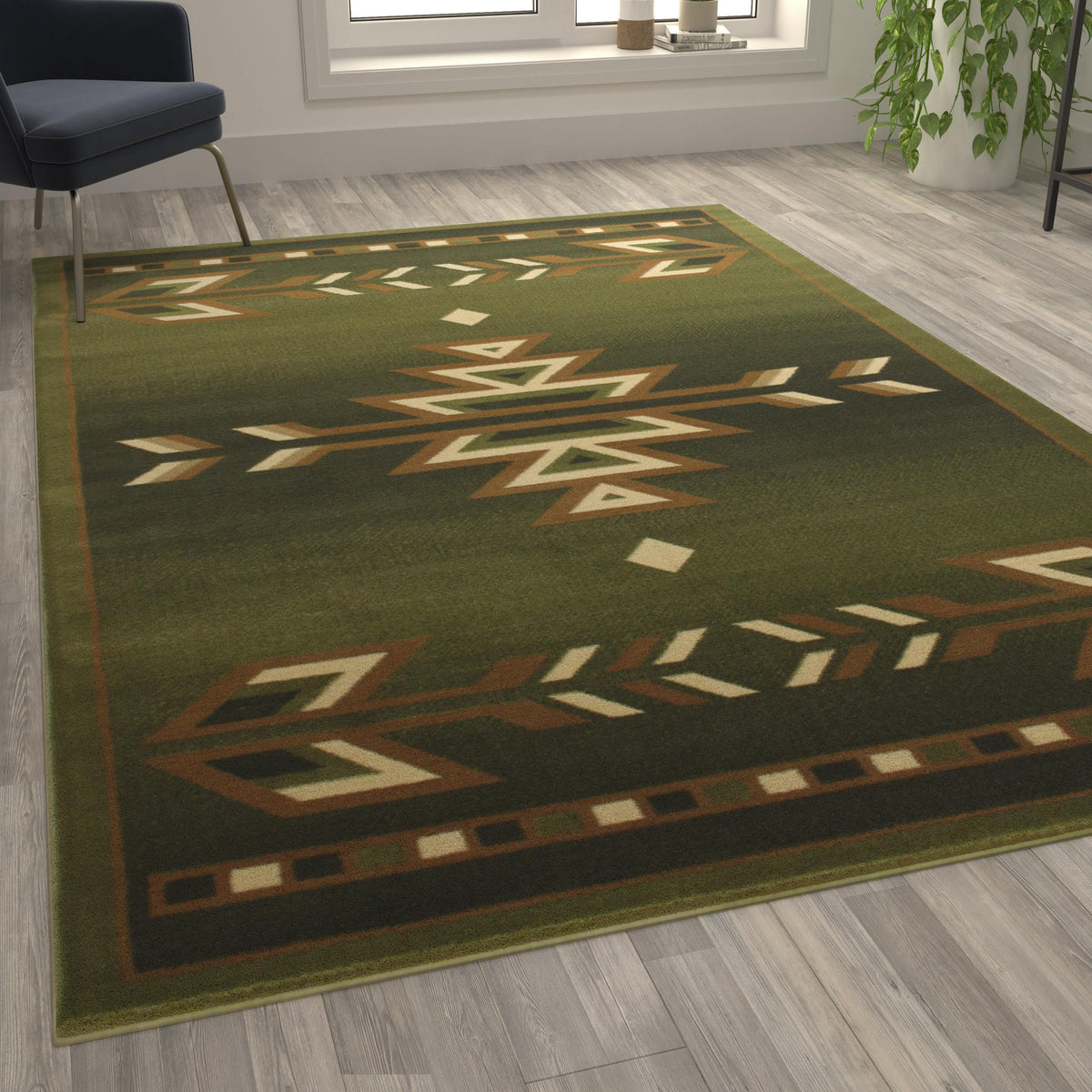 Green,6' x 9' |#| Multipurpose Southwestern Style Patterned Indoor Area Rug - Green - 6' x 9'