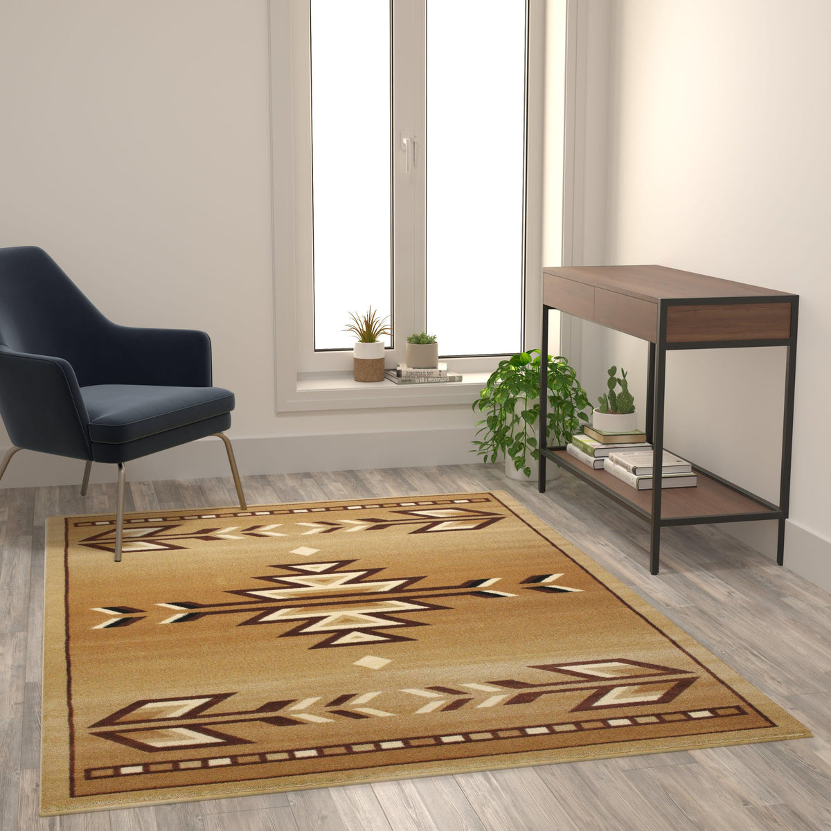 Beige,5' x 7' |#| Multipurpose Southwestern Style Patterned Indoor Area Rug - Brown - 5' x 7'