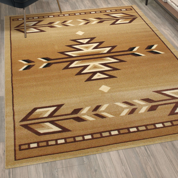 Beige,5' x 7' |#| Multipurpose Southwestern Style Patterned Indoor Area Rug - Brown - 5' x 7'