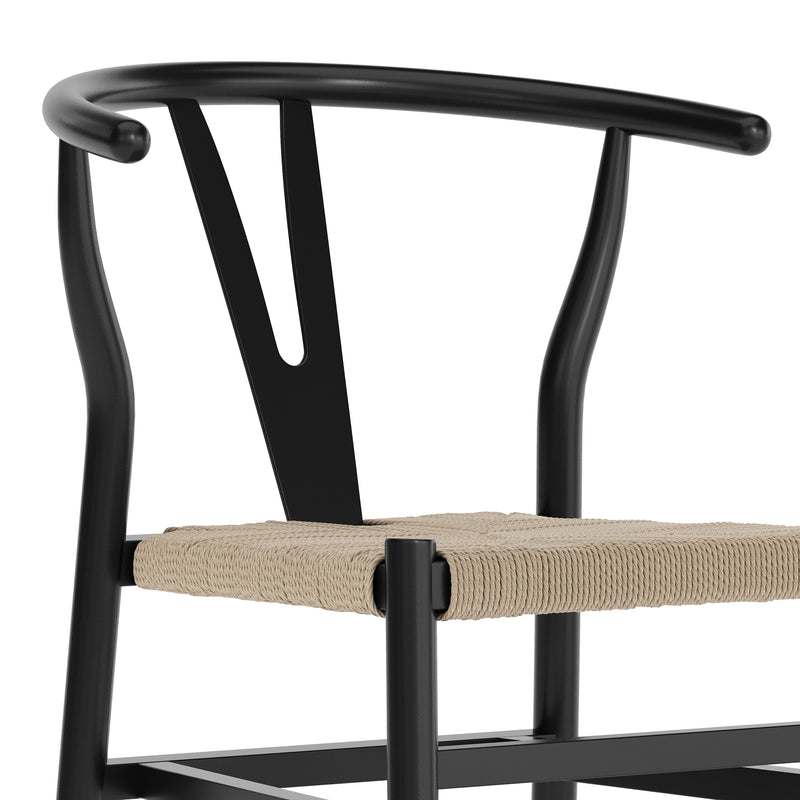 Logan Commercial Grade Wishbone Style Wood and Kraft Paper Stackable Dining Chair
