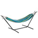 Blue Multi |#| 2 Person Cotton Hammock with All-Weather Heavy Duty Stand-Blue Multicolor