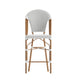 White & Gray/Natural Frame |#| All-Weather Commercial Paris 26" Stool with Bamboo Print Metal Frame-White/Gray