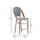White & Navy/Natural Frame |#| All-Weather Commercial Paris Chair with Bamboo Print Metal Frame-White/Navy