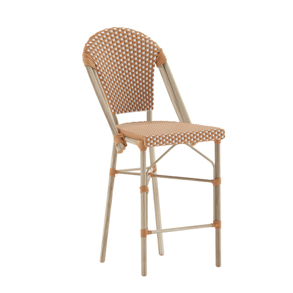 Natural & White/Light Natural Frame |#| All-Weather Commercial Paris Chair with Bamboo Print Metal Frame-Natural/White