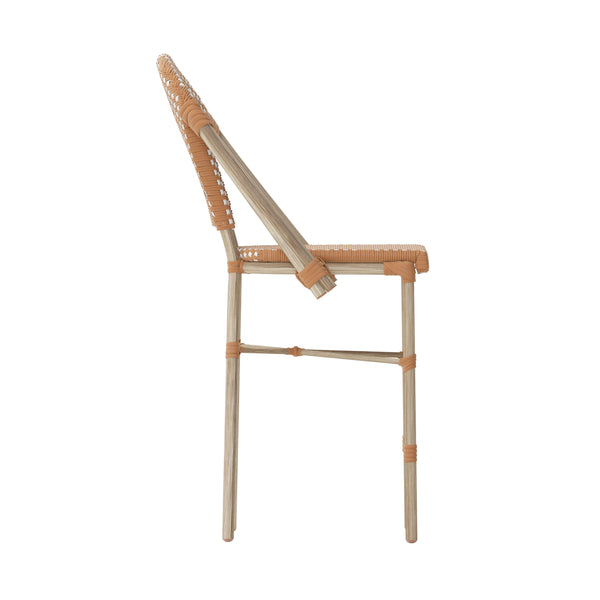 Natural & White/Light Natural Frame |#| All-Weather Commercial Paris Chair with Bamboo Print Metal Frame-Natural/White