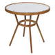 White & Navy Rattan/Natural Frame |#| Indoor/Outdoor Commercial Bistro Set with Table and 2 Chairs in Wht/Navy