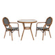 Indoor/Outdoor Commercial Bistro Set with Table and 2 Chairs in Blk/Wht