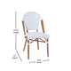 White & Gray Rattan/Natural Frame |#| Indoor/Outdoor Commercial Bistro Set with Table and 2 Chairs in Wht/Gray