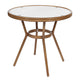 White & Gray Rattan/Natural Frame |#| Indoor/Outdoor Commercial Bistro Set with Table and 2 Chairs in Wht/Gray