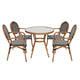 Indoor/Outdoor Commercial Bistro Set with Table and 4 Chairs in Blk/Wht