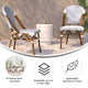 White & Navy/Natural Frame |#| All-Weather Commercial Paris Chair with Bamboo Print Aluminum Frame-White/Navy
