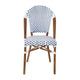 White & Navy/Natural Frame |#| All-Weather Commercial Paris Chair with Bamboo Print Aluminum Frame-White/Navy