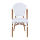 White & Gray/Natural Frame |#| All-Weather Commercial Paris Chair with Bamboo Print Aluminum Frame-White/Gray