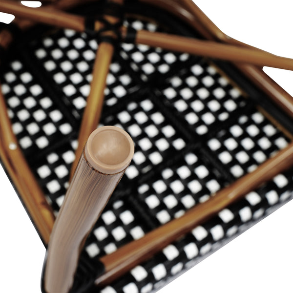 Black & White/Natural Frame |#| All-Weather Commercial Paris Chair with Bamboo Print Metal Frame-Black/White