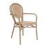 Lourdes Indoor/Outdoor Commercial Thonet French Bistro Stacking Chair with Arms, PE Rattan and Aluminum Frame