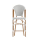 White & Gray/Natural Frame |#| 2 Pack All-Weather Commercial Paris Stools with Bamboo Print Frame-White/Gray