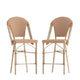Natural & White/Light Natural Frame |#| 2 Pack All-Weather Commercial Paris Stools with Bamboo Print Frame-Natural/White